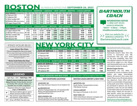 dartmouth coach schedule from logan.